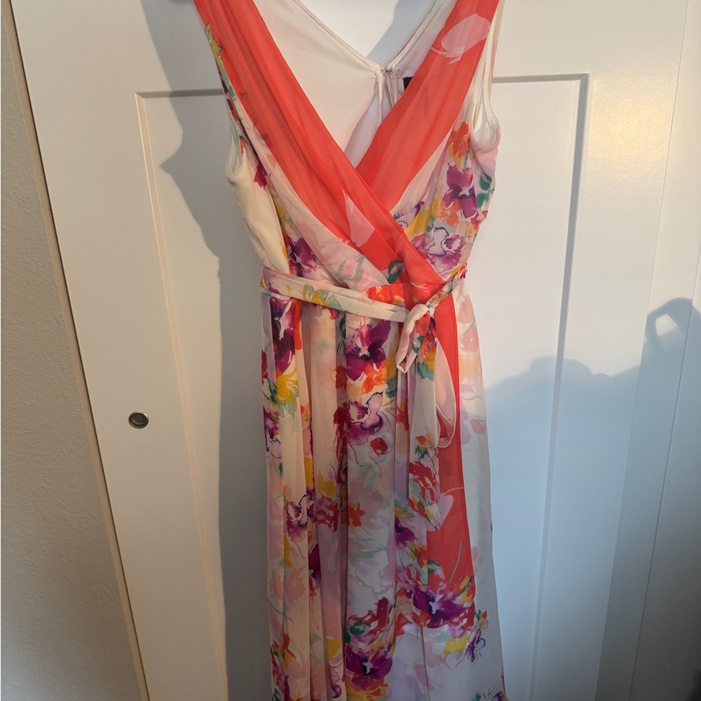 DKNY Coral and Floral Maxi Dress